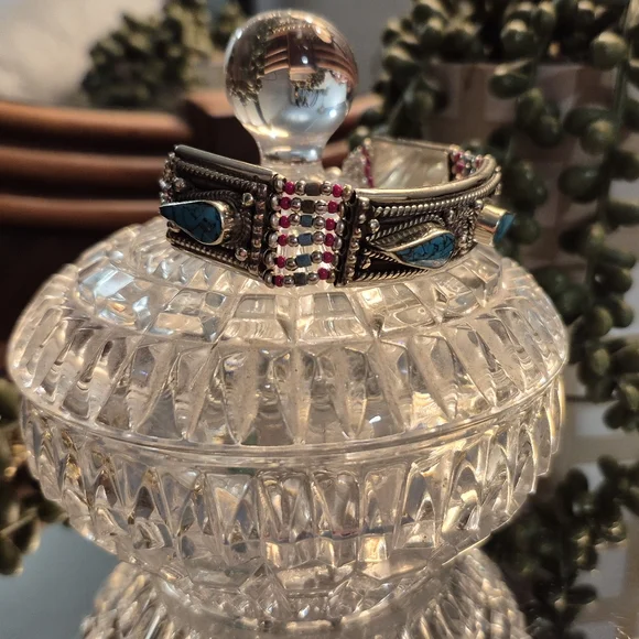 Boho .925 Sterling Silver Turquoise Beaded Bracelet - Picture 5 of 9